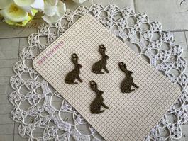 4 Charm Anhanger Metall Hase lapin pendentif Look Bronze