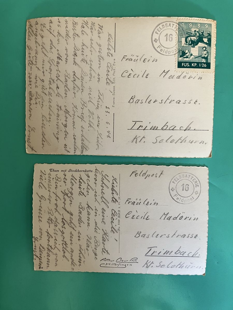 Cartes postales: 2 alte Ansichtskarten Thun mit Stockhornkette ca. 1940 – D'occasion à Bauma par Baumer71 1