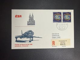 CSA Erstflugbrief Genf-Prag 1968