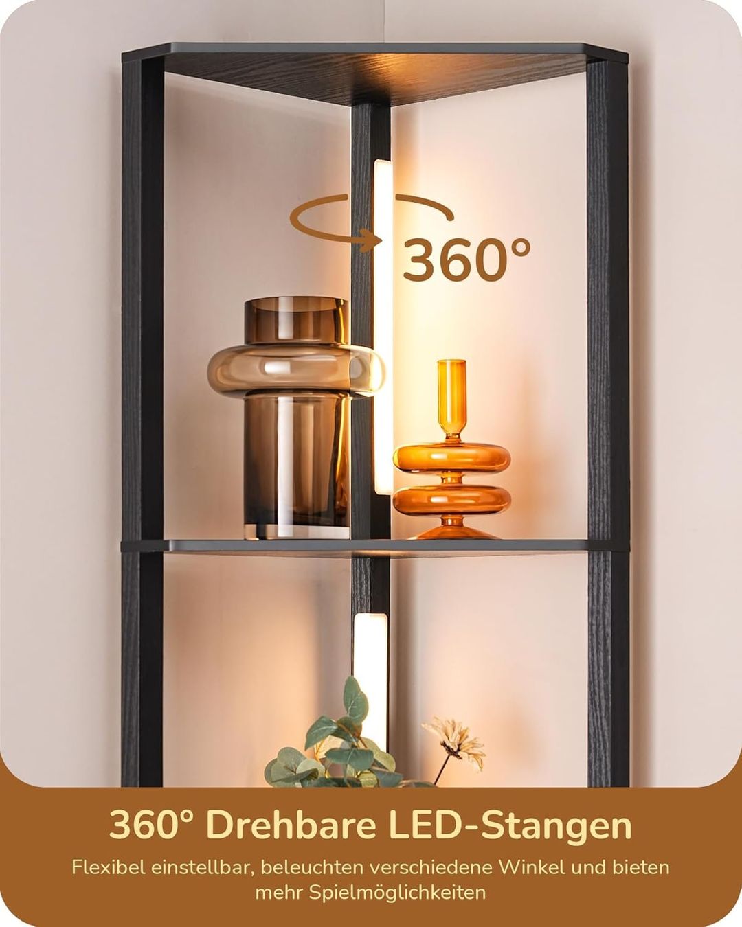 Lampade: Stehlampe mit 4 Holz-Regalen – Nuovo e nell'imballaggio originale da Gränichen venduto da omniadeals 3