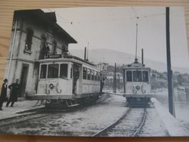 AK Serrières Bahnhof mit Tram