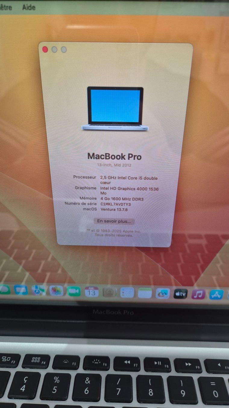 Apple Portables: Apple MacBook Pro 13 pouces Mid 2012 – D'occasion à Chatel-St-Denis par Teck7 1