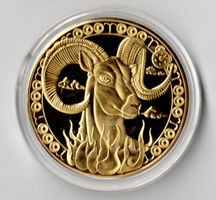 Steinbock_Sternzeichen _Goldig_Medaile in Schutzkapsel