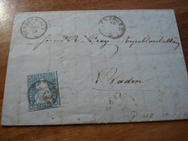 Schöner Strubel-Faltbrief 1859, o Hendschikon - o Baden