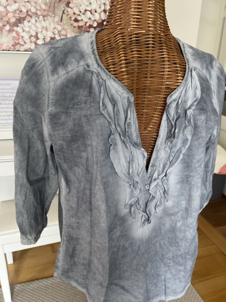 Marc O'Polo Camicette: Bluse mit Rüschen, blau-grau, Marco Polo, 38 – Usato da Solothurn venduto da Bobesch08 2
