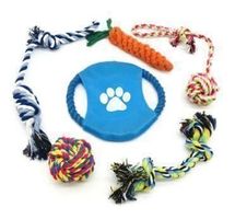 Hundespielzeug Set mi 6 Spielsachen aus Baumwolle, Seil Ball