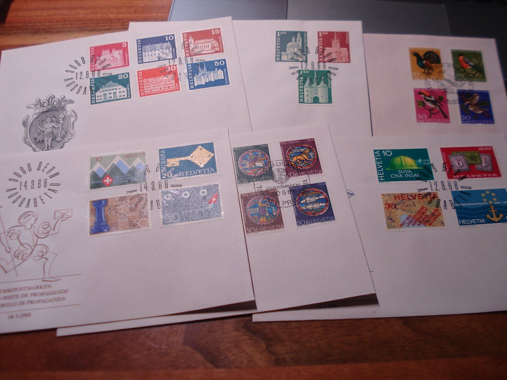 Alle Briefmarken: Set 1968, FDC 6 Belege – Gebraucht aus Niederwil AG von morostahu 1