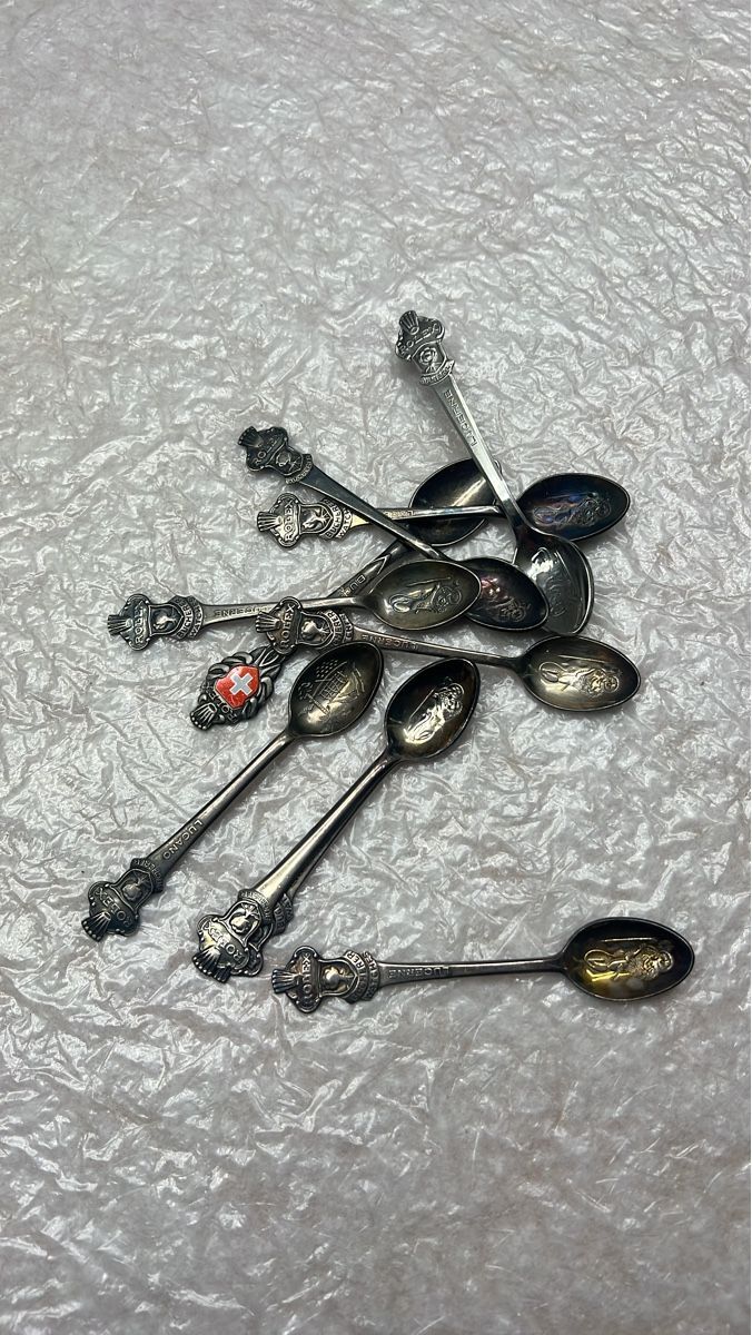 Cucchiai: Set Vintage Schweizer Löffel, Rolex, Bucherer, Lucerne – Usato da Rotkreuz venduto da perlengott