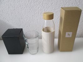 Nespresso Glas mit Nespresso Flasche , Originalverpackung.