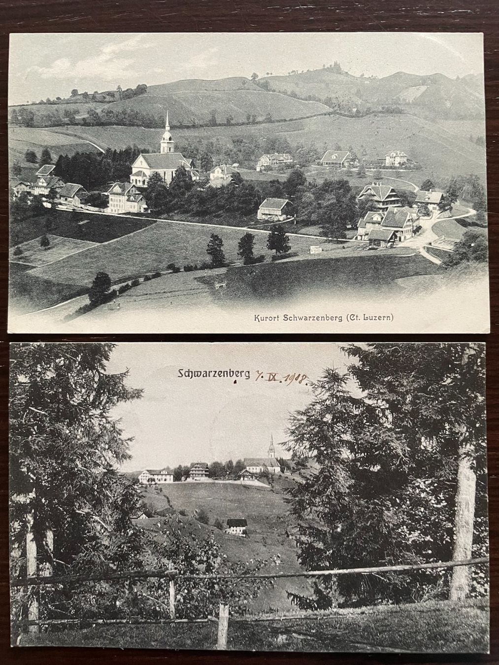 Ansichtskarten: SCHWARZENBERG LU Kurort, 5 Ansichtskarten 1906 - 1909 – Gebraucht aus Wald ZH von TLILEF 3