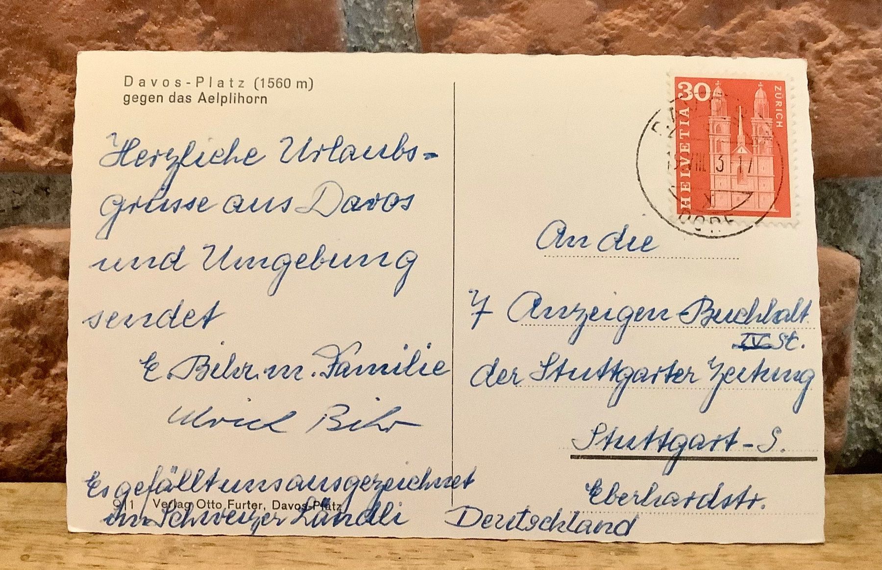 Cartoline postali: 1963 - DAVOS-PLATZ gegen das Aelplihorn - Engadin – Usato da Root venduto da ENGLAND-TREASURES 2
