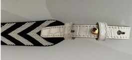 Bally Taschen Gurt Extra Strap Leder Schwarz/weiss 110cm