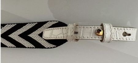 Bally Taschen Gurt Extra Strap Leder Schwarz/weiss 110cm