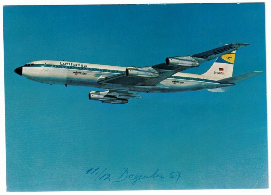 Cartoline postali: Boeing 707 Intercontinental Jet Lufthansa, datiert 1967 – Usato da Frauenfeld venduto da POML