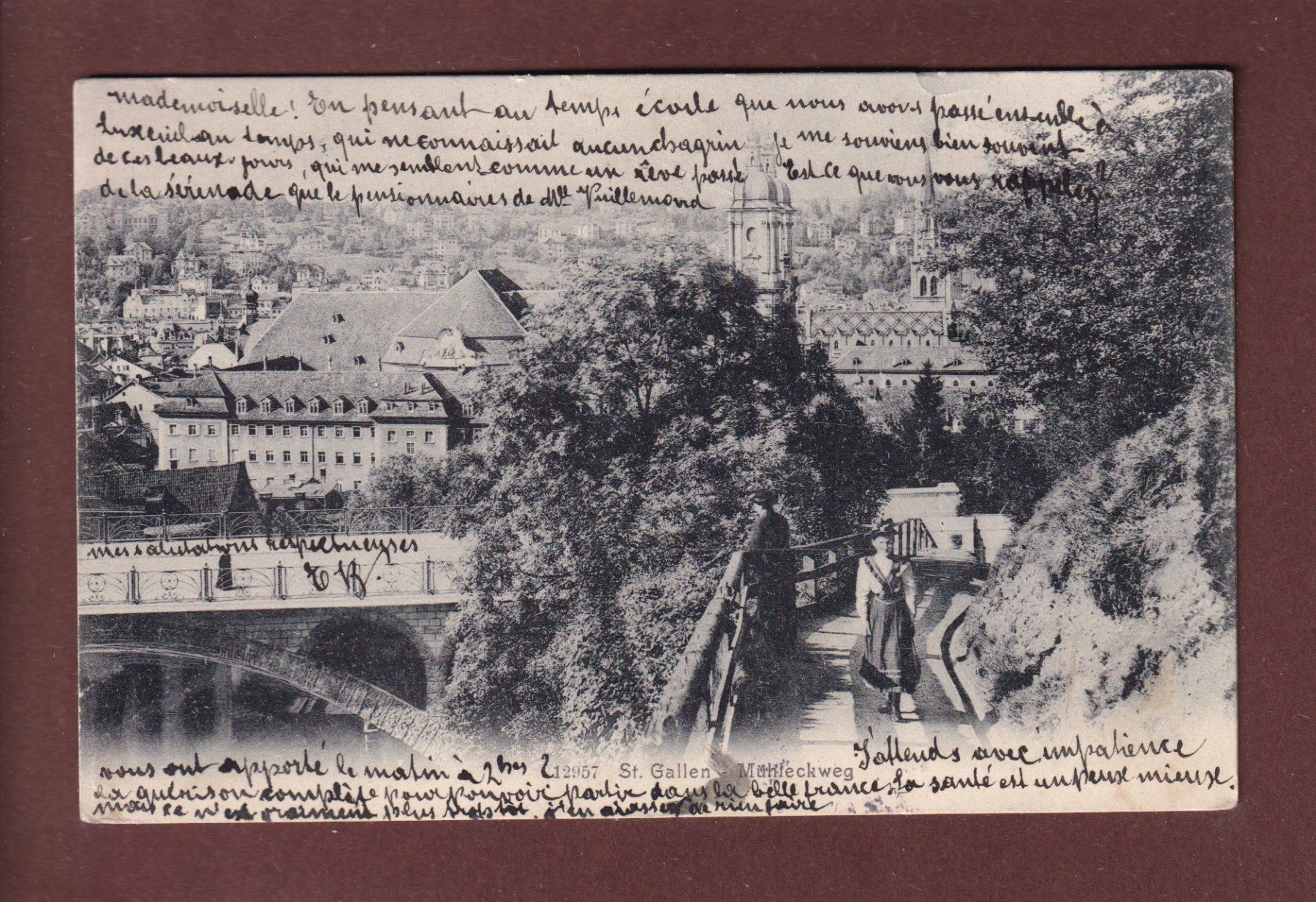 Cartoline postali: ST. GALLEN - Mühleckweg - 1905 – Usato da Pully venduto da nicecards