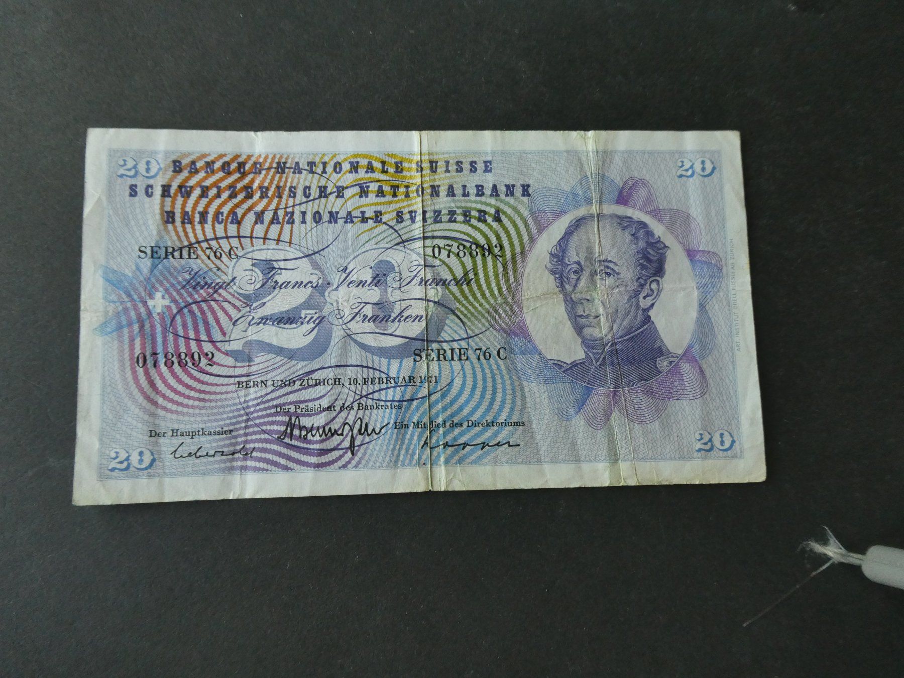 Billets de banque: Schweiz 1971,  20 Franken – D'occasion à Hinterforst par Rohusri