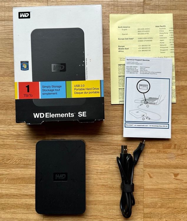 Disque Dur Portable Western Digital 1To - WD10JPVX, 2,5", Occasion Fonctionnel