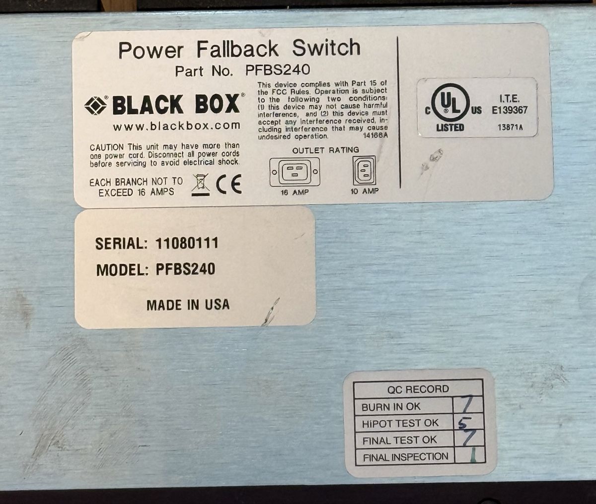 Black Box PFBS240 Power Fallback Switch - Top Zustand! (Gebraucht) in ...