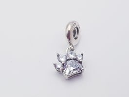 Charm Pfote Kristall (925 Sterling Silber)