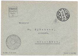 seltenes FRANCO Couvert der Direction Postes IV. NEUCHÂTEL