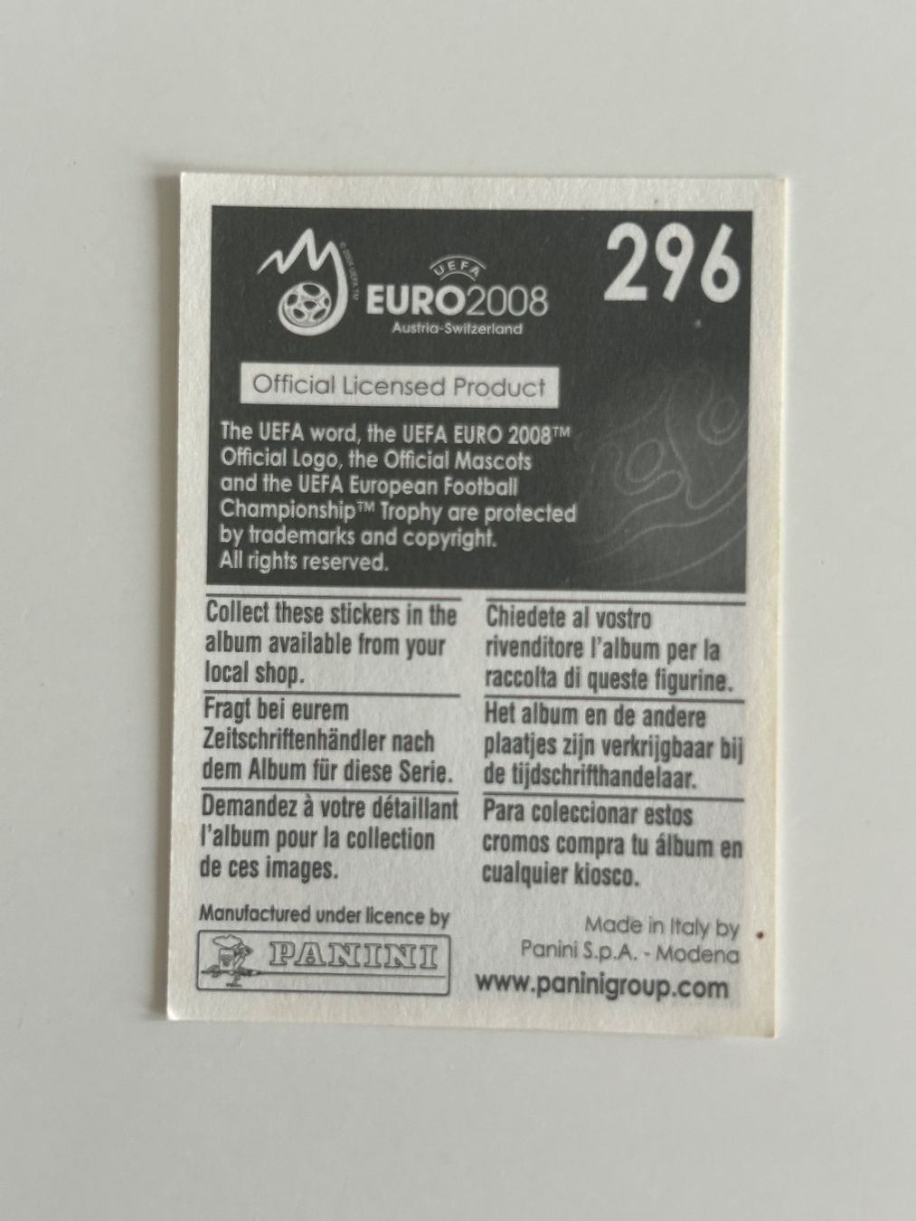 Panini Carte collezionabili: Lot de vignette PANINI EURO 2008 – Usato da Genève venduto da Sagarmatha 2