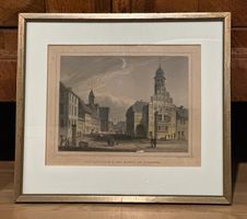 Stahlstich von G. M. Kurz - Rathaus & Markt zu Nienburg