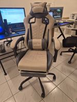 Neuer Gamer Stuhl Gaming Chair Schwarz Beige inkl. Kissen