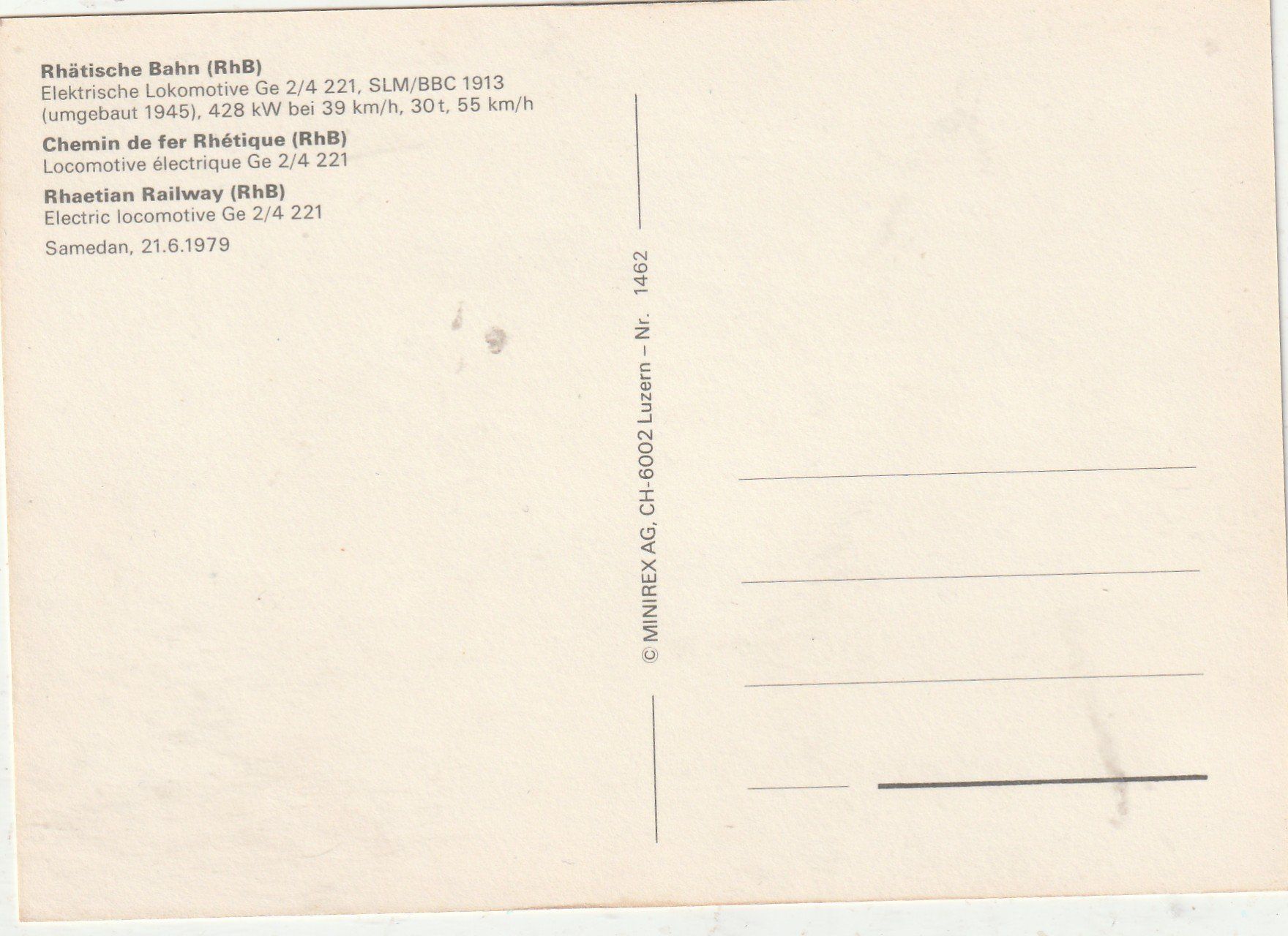 Cartoline postali: RHB Look 1979 – Usato da Lumbrein venduto da made02 1
