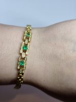 Natur Smaragd Armband, Silber 925