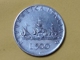 Italien 500 Lire "Caravelle" 1961 Silber