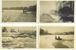 RARE 4 cartes/photos Genève. Rade gelée 1929 (2)