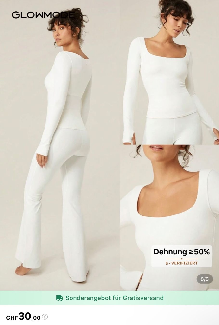 Top: Glowmode Pilates Oberteil weiss – Nuovo (secondo la descrizione) da Neerach venduto da irasan 1