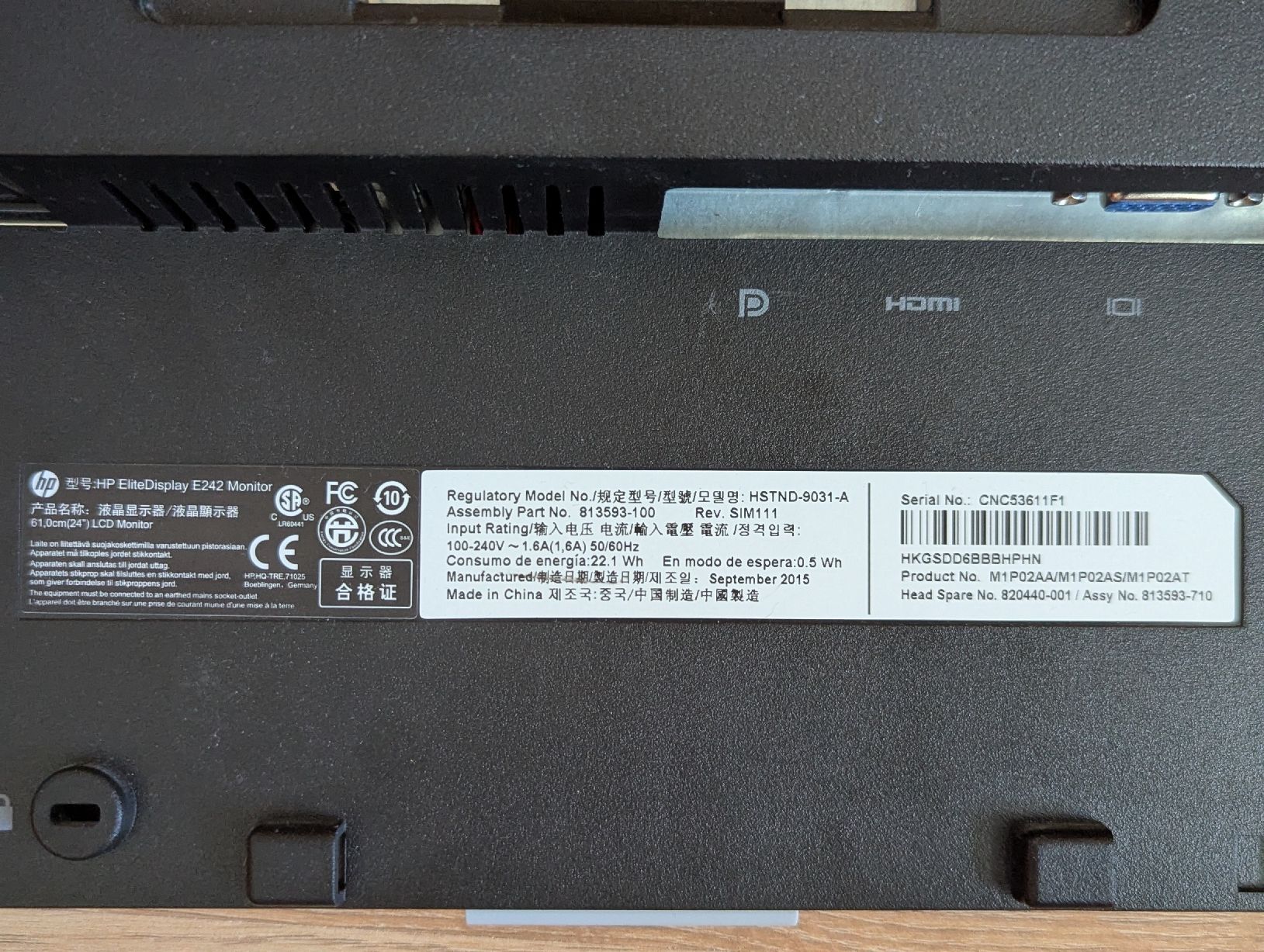 Hewlett Packard Monitor: HP EliteDisplay E242 – Usato da Zofingen venduto da Droni_A 7