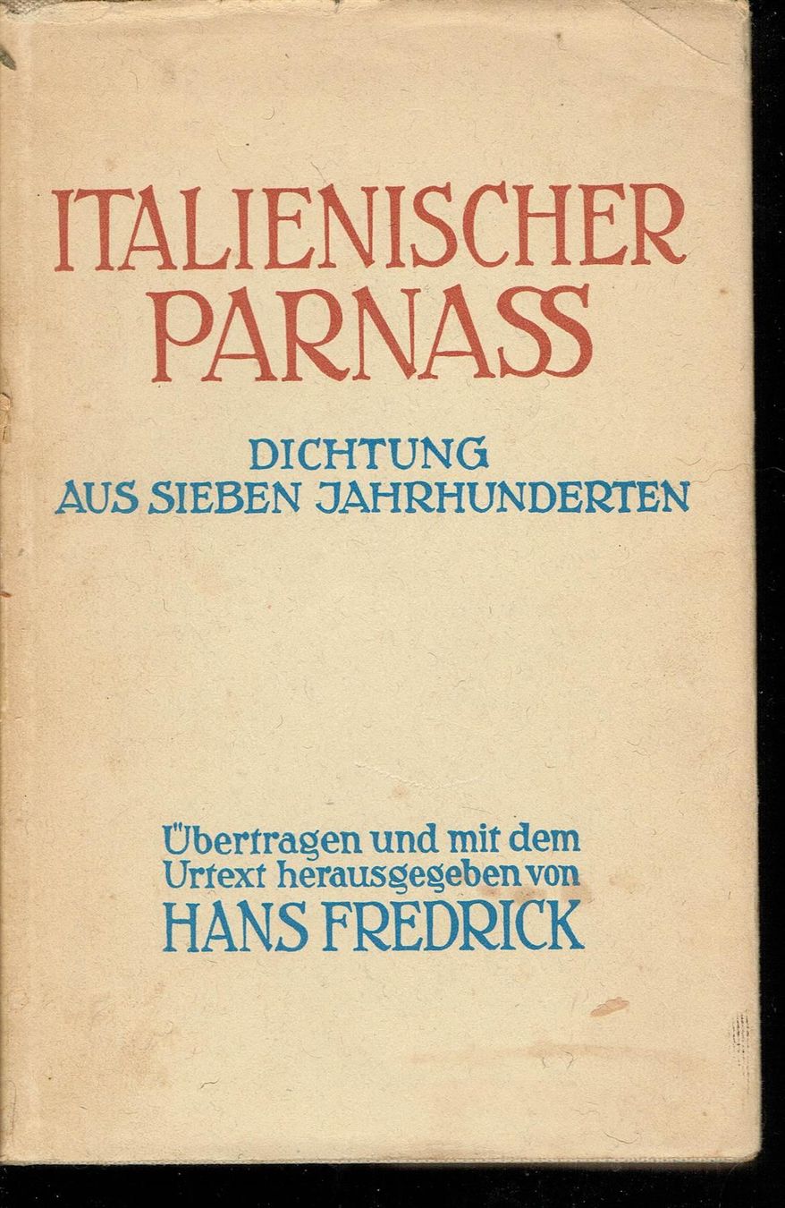 Libri: Hans Fredrick - Italienischer Parnass – Usato da Nunningen venduto da mercury-for-books