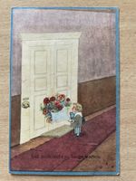 Antike Postkarte, Junge mit Blumen H S B, Kitsch