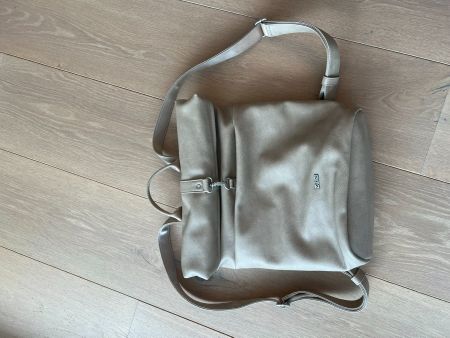 Rucksack zwei, Kunstleder, beige