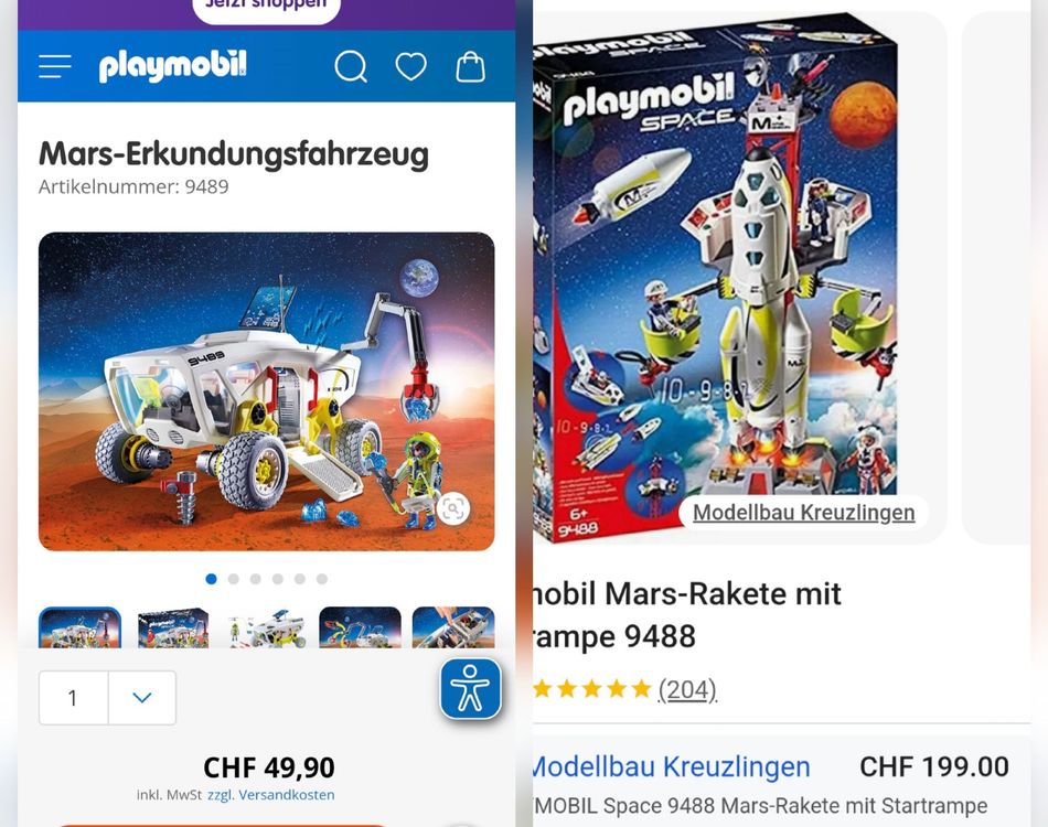 Playmobil Rakete & Mondfahrzeug (Gebraucht) in Kriens für CHF 49 – mit ...