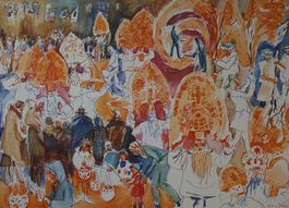 Schulwandbild, Wandbild, Lehrbild "Lichterbrauch" H. Fries