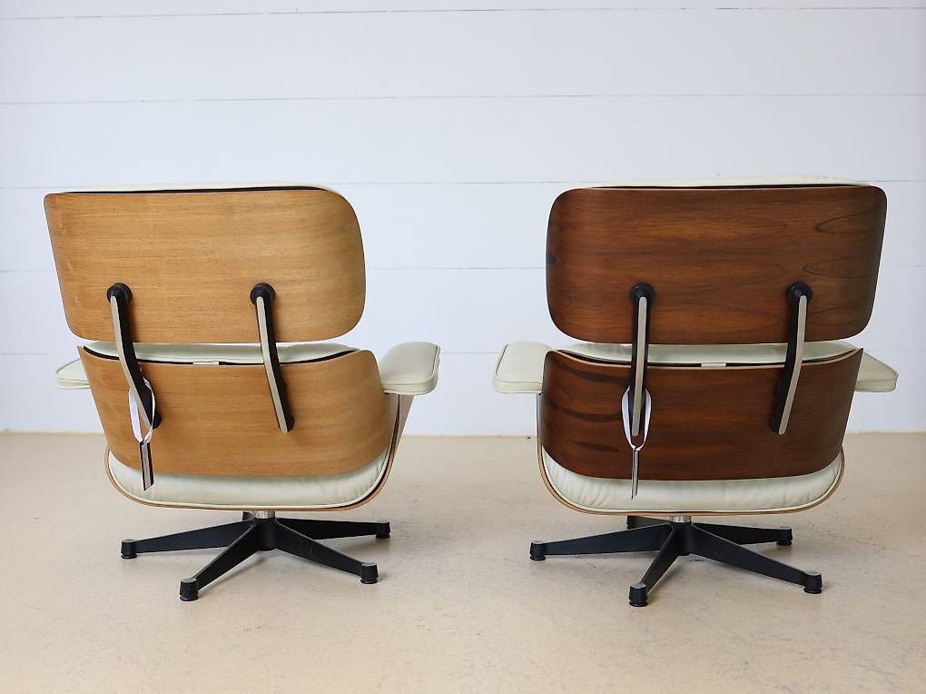 Eames Poltrone: Eames Lounge Chairs von Vitra | Leder Créme – Usato da Meinisberg venduto da atelier_TILIJA 1