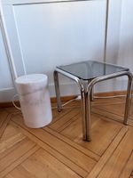 Beistelltisch Rauchglas Space Age Chromstahlroht