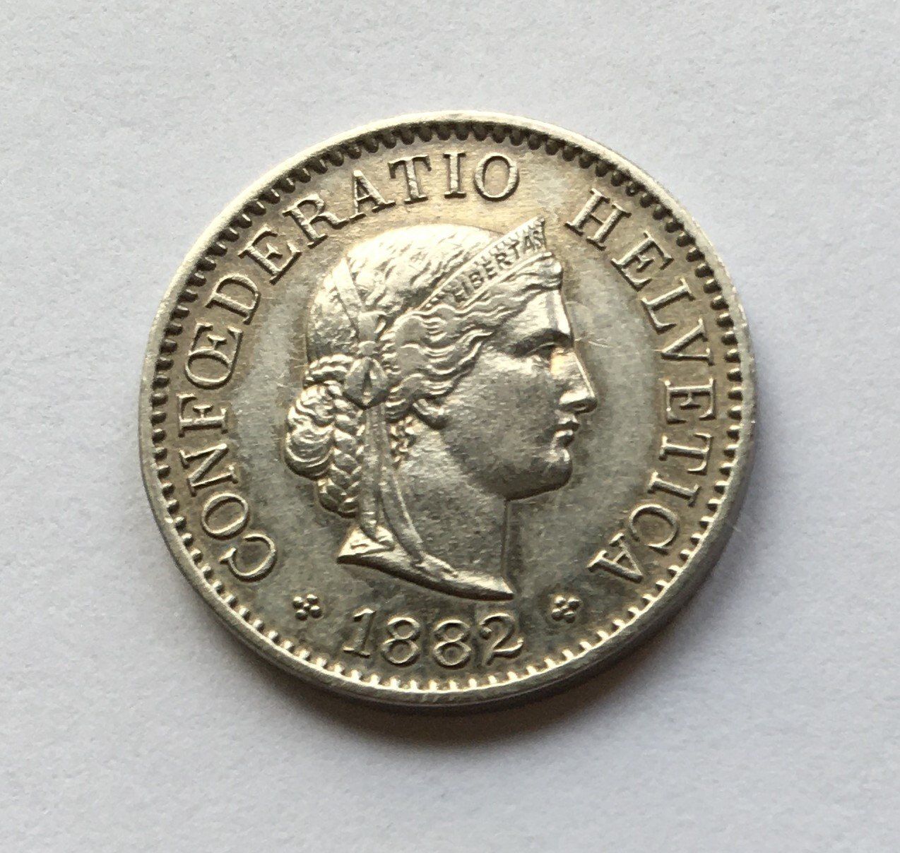 Tutti le monete: 1882 5 Rappen -unz – Usato da Kirchberg SG venduto da Helveticus00