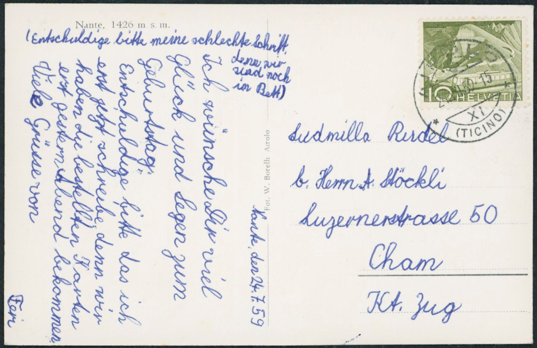 Cartoline postali: TI Nante - Airolo – Usato da Schindellegi venduto da leecollect 1