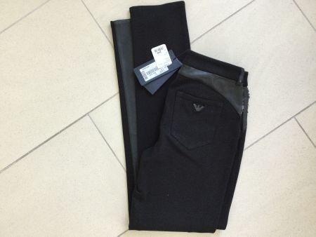 Armani Jeans Hose Lederapplikation, Gr. 36 schwarz