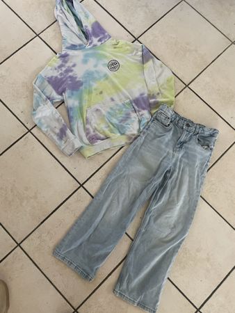 H&M Batik Hoodie und Jeans C&A Grösse 134-140 gebraucht