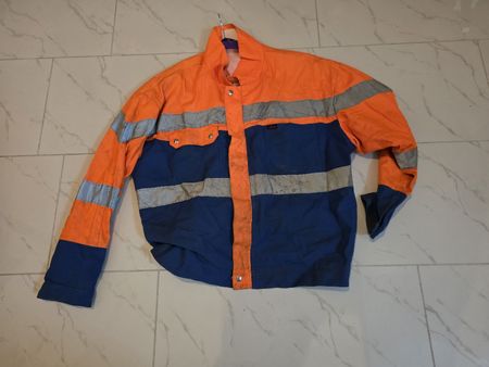 Arbeitsjacke Spilag orange blau akzeptabler Zustand