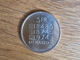 5 Franken Muenze 1974 CONSTITUTIO HELVETICA Sammlerstueck...