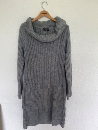 BODY FLIRT Strickkleid, grau, Rollkragen, Grösse 36/38
