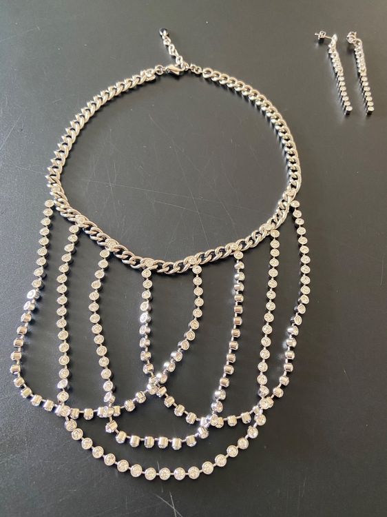 Kpop Idol Schmuck Set - Halskette & Ohrringe Mit Lila Steinen Für Army Fans