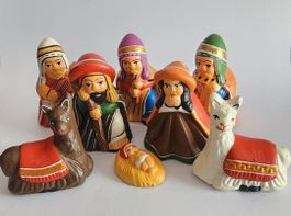 Peru: wunderschöne Keramik Krippe Figuren, Cusco (8) Neu!!