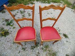 Chaises bois naturel assises rouge lot de 2